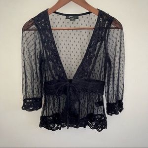 XX1 Romantic Lace Sheer Long Sleeved Top
